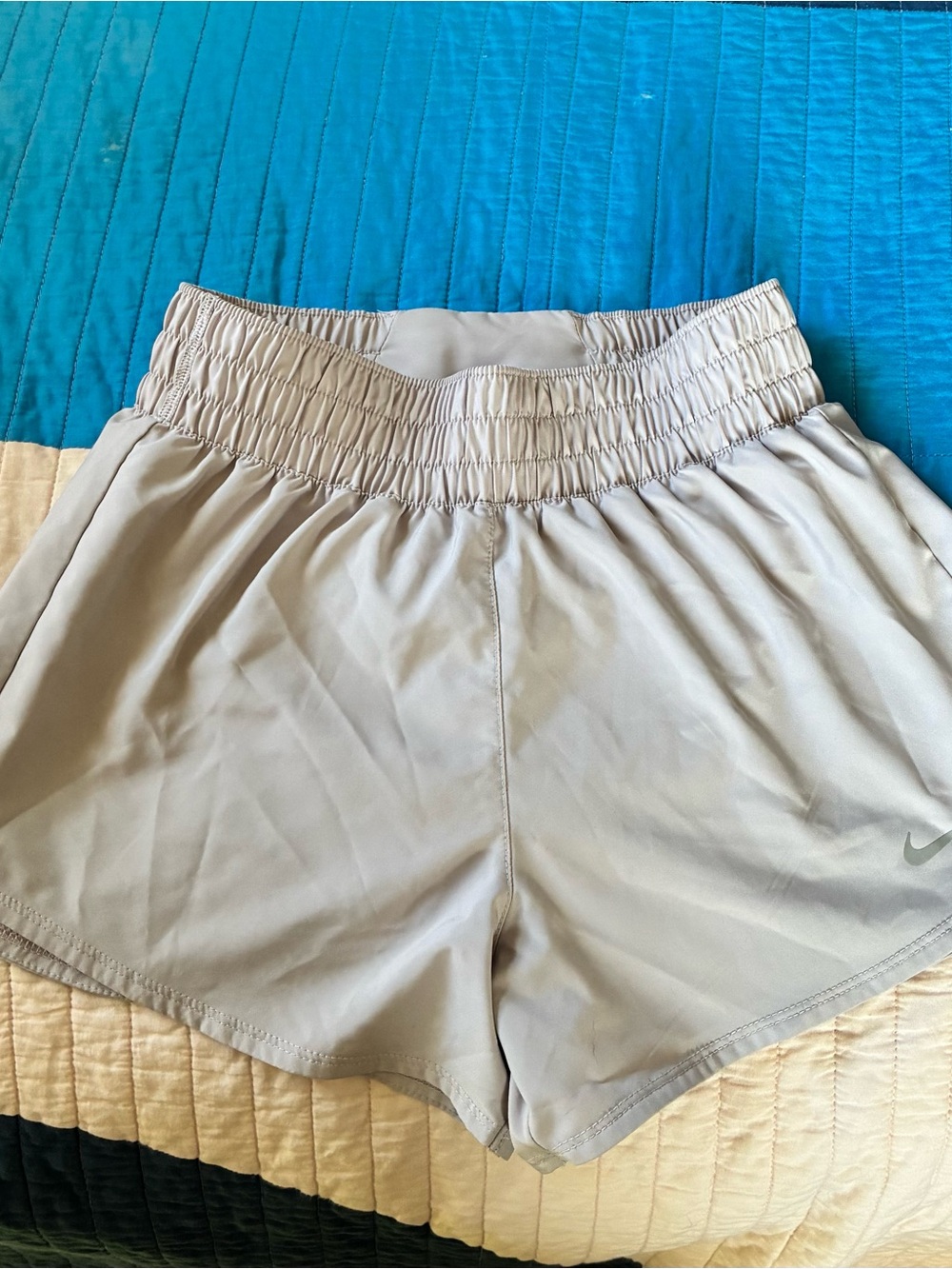 Nike Women's Light Taupe Elastic-Waist Athletic Shorts